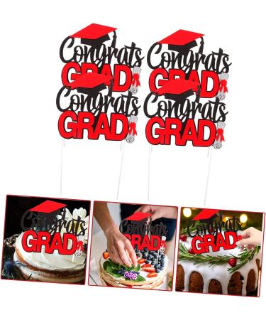 16 pcs Graduation row grad cake topper graduation cake insert 2023 cake toppers Graduation Decorations Class of 2023 Grad Picks snacking cakes cupcake topper appetizer mini Paper Redx4pcs 14X7.5CMx4pcs - Buy Online on SooperMarket.com