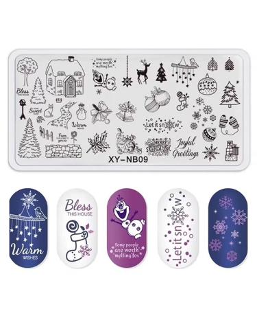 OUBFUUY Christmas Nail Stamp Plates Nails Art Stamping Plates Festival New Year Nail plate Template Image Plates