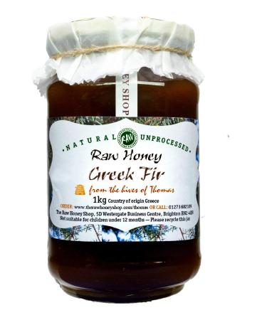 Thomas' Raw Greek Certified Organic Fir Honey| Premium Quality| Antibacterial Mountain Honey| Thick & Unpasteurised| Single Origin| The Raw Honey Shop| (1kg) Fir 1 kg (Pack of 1)