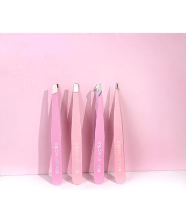 Brushworks 4 Piece Combination Tweezer Set - Pink One Size 52 56 369 - Buy Online on SooperMarket.com