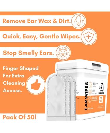 Dog Ear Wipes | Soft Quick & Easy Ear Wipes For Dogs | Remove Wax Dirt & Stop Smelly Itchy Dog Ears | 50 Soothing Aloe Vera Dog Ear Cleaning Finger Wipes! - Buy Online on SooperMarket.com