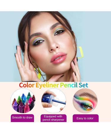 15 Color Waterproof Eyeliner Pencil Set with Sharpener - Glitter Eyeliner Kit for Long Lasting Eye Makeup - Perfect Gift for Women and Girls - Buy Online on SooperMarket.com