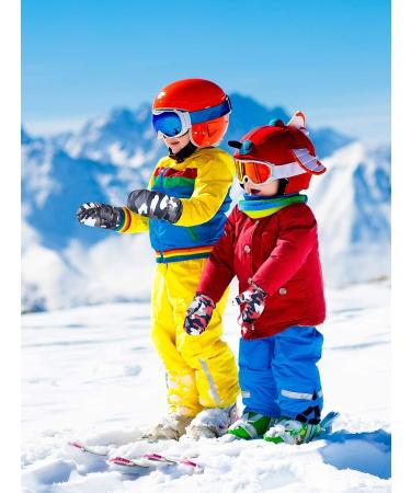 SATINIOR 2 Pairs Kids Waterproof Ski Mittens - Rose Red & Gray - 5-10 Years - Buy Online on SooperMarket.com