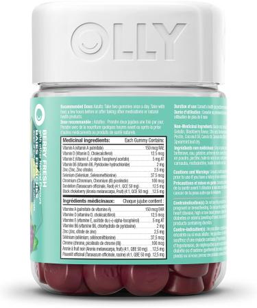 OLLY Flawless Complexion Gummy Supplement with Vitamins E A & Zinc Berry Fresh Flavour for Healthy Skin 25 day supply 50 gummies - Buy Online on SooperMarket.com