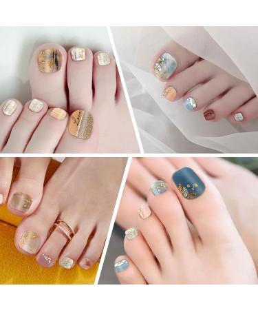 JSRQT 12 Sheets Toenail Polish Stickers Diamond Glitter Full Wrap Toe Nail Art Stickers Decals for Women Girls Self Adhesive Nail Stickers Manicure with Nail File Nail Stickers Strip for Feet DIY - Buy Online on SooperMarket.com