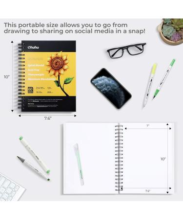 Ohuhu Marker Pads Art Sketchbook 7.6x10 - 120LB/200GSM Heavy Smooth Drawing Papers - 60 Sheets Spiral Bound Sketch Book for Alcohol Markers - Christmas Gift - Buy Online on SooperMarket.com