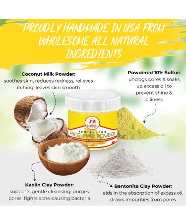 Natrulo Face Mask Powder | 2 oz All Natural DIY Mud Mask for Acne Scars & Oily Skin - 10% Sulfur Kaolin & Bentonite Clay Coconut Milk - Made in USA - Buy Online on SooperMarket.com
