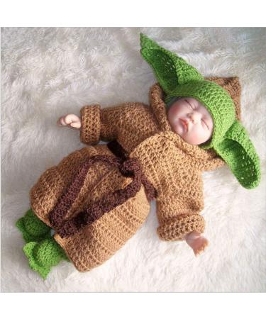 Handmade Crochet Star Wars Yoda Baby Costume Set - Newborn Photography Prop in Green - Buy Online on SooperMarket.com
