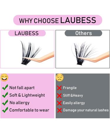 LAUBESS Individual Eyelash Clusters 300 Pcs | False Lashes Extension Kit | 50D-0.07C Mix 8-15mm - Buy Online on SooperMarket.com