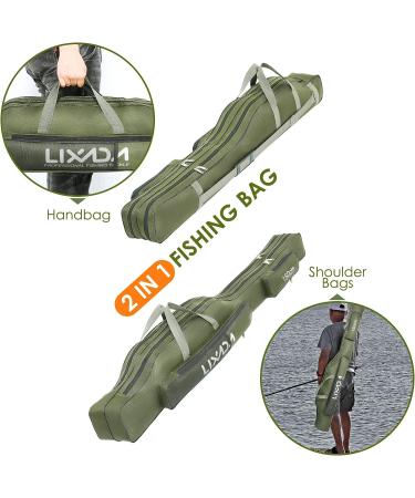 Lixada Portable Folding Fishing Rod Case - 130cm Army Green | Fishing Pole Storage Bag & Organizer - Buy Online on SooperMarket.com