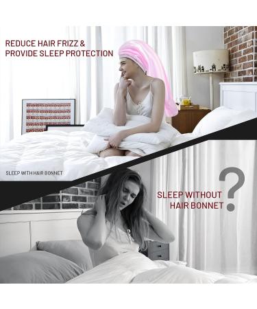 Auban Large Satin Bonnet Sleep Cap - 2 Pcs Set for Black Women - Elastic Band, No Fading - Ideal for Braids - Buy Online on SooperMarket.com