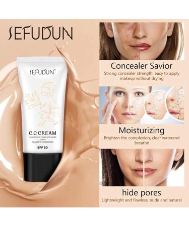Buy CC Cream | Skin Tone Adjusting SPF 50 Face Sunscreen & Concealer for Mature Skin - Full Coverage Moisturizer & Makeup Primer - Buy Online on SooperMarket.com
