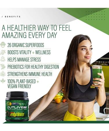 Kaged Muscle Outlive 100 Organic Superfoods & Greens Powder with ACV, Antioxidants, Adaptogen, Prebiotics - Berry 30 Servings | 1.12lb - Buy Online on SooperMarket.com