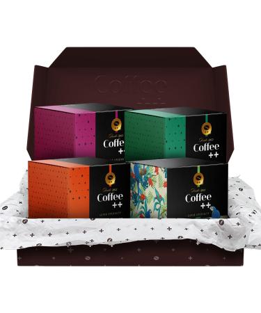 COFFEE++ Super Specialty Single Serve Pour Over Drip Coffee Gift for Mom & Dad - 100% Arabica - 84 SCA Grade - Medium Roast Ground - Cup of Excellence Grade 89+ - Pack of 4x10 Filter Packs - VARIETY ARARA - GEISHA - CLASSICO - GABRIEL