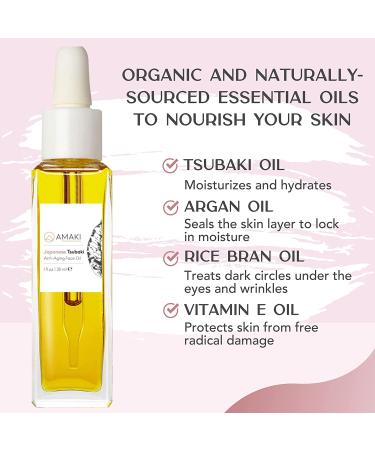 Amaki Japanese Tsubaki Oil: Anti-Aging Face Moisturizer for Women - Hydrating Gua Sha Oil with Anti-Aging Benefits - 30ml - Buy Online on SooperMarket.com