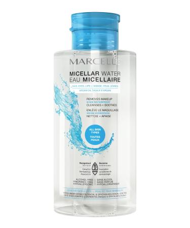 Marcelle Micellar Water Dry Skin Makeup Remover Hyaluronic Acid Sensitive Skin and Eyes Oil-Free Alcohol-Free Fragrance-Free Hypoallergenic Cruelty-Free 13.5 Fl. Oz. Waterproof