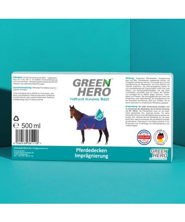 Green Hero Horse Rug Waterproofing Spray for Outdoor Blankets No Propellant Gas Effective Nano Sealing Against Dirt and Moisture 500 ml - Buy Online on SooperMarket.com