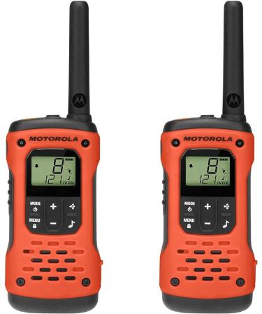 Motorola Solutions, Portable FRS, T605_H2O, Talkabout, Two-Way Radios, Emergency Preparedness, Rechargeable, 22 Channel, 35 Mile, Orange W/Black, 2 Pack