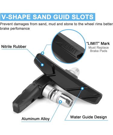 GPMTER 2 Pairs 70mm Bike Brake Pads Set for MTB & Cruiser - Universal V-Brake Blocks with Hex Nut and Shims - Noise-Free & Skid-Proof - Buy Online on SooperMarket.com