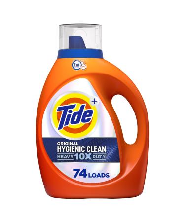 Tide Hygienic Clean Heavy 10x Duty Liquid Laundry Detergent HE Compatible Original Scent 105 fl oz 74 loads
