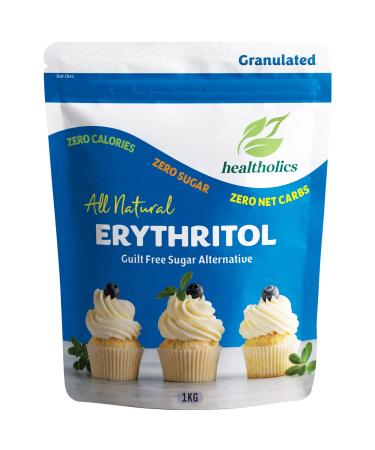 Healtholics Natural Erythritol 1kg Granulated Zero Calorie Keto Friendly Sugar Alternative
