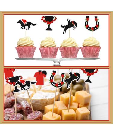 FoldTier 50 Pcs Horse Cupcake Toppers Equestrian Horse Theme Party Picks Derby Party Supplies Derby Decorations Horse Cake Topper Horseshoe Cupcake Toppers for Kentucky Horse Race Party Supplies - Buy Online on SooperMarket.com