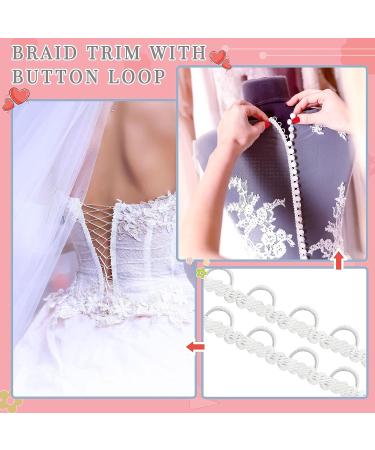 10 Yards White Gimp Braid Trim with Elastic Button Loop - Bridal Dress Zipper Extender & Upholstery Sewing Trim for DIY Crafts - Buy Online on SooperMarket.com