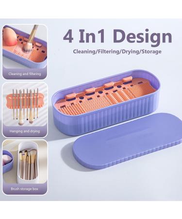 3-in-1 Makeup Brush Cleaner & Organizer with Cleaning Mat | Portable 8.7x3.5x2.2 inch Cosmetic Brush Holder for Effortless Cleaning & Drying - Buy Online on SooperMarket.com