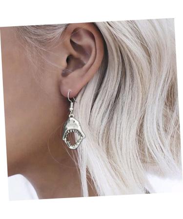 PACKOVE Sterling Silver Earrings 1 pair Earbobs Woman Earrings Girl Fashion Eardrop Mouth Shark for Silver Dress Dangler Night - Buy Online on SooperMarket.com