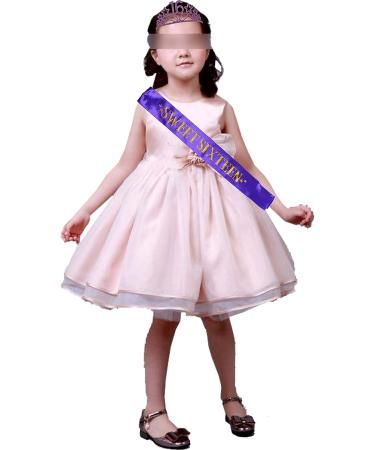 MEANT2TOBE 16th Birthday Sash and Tiara for Girls - Fabulous Set for Sweet 16 Party - Glitter Sash + Rhinestone Tiara - Purple Sparkle Gift Set - Buy Online on SooperMarket.com