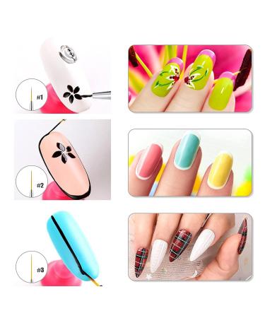 Sularpek Professional Nail Art Liner Brush Set - 3PCS UV Gel Painting Brushes for Short Strokes, Details, Blending, and Elongated Lines - White Marble Design - Buy Online on SooperMarket.com