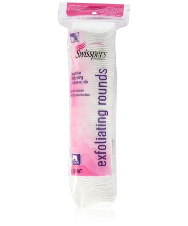 Swisspers Premium Exfoliating Rounds, 2 Distinct Raised Textured Surface, Cotton Facial Pads, 80 Count Re-closable Bag 80 Count (Pack of 1) Exfoliating Rounds