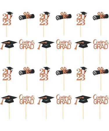 BAOK Graduation Cupcake Toppers - Graduation Theme Cupcake Toppers Class of 2023 Graduation Caps Cupcake Picks for Party Cake Decorations Supplies Rose Gold - Buy Online on SooperMarket.com