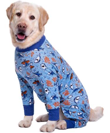 BT Bear 4XL Blue Shark Dog Onesie | Joint Protection Pajamas for Large Dogs - Buy Online on SooperMarket.com