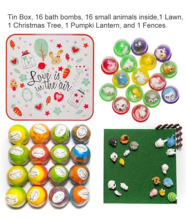 16 Organic Bath Bombs with Surprise Animals - Perfect Gift for Birthdays, Christmas, and More! - Buy Online on SooperMarket.com