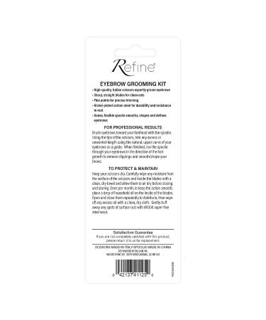 REFINE Italy Eyebrow Scissors and Spoolie Grooming Kit - Wooden Handle, Professional Quality - Buy Online on SooperMarket.com