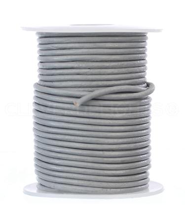 CleverDelights Gray Genuine Leather Cord - 1/16" (2mm) Round - 50 Feet