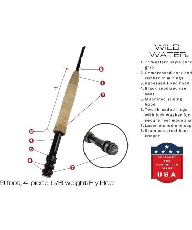 Wild Water Deluxe Fly Fishing Combo Starter Kit - 5/6 Weight 9ft Graphite Rod, Accessories, Aluminum Reel, Carrying Case | Fly Box & Fishing Flies - Buy Online on SooperMarket.com