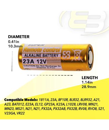 Exell EB-23A 12V Alkaline Battery - Replaces 27A A27 B-1 CA22 & More - International Shipping Available - Buy Online on SooperMarket.com