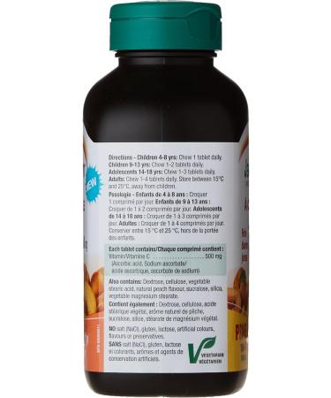Jamieson Vitamin D 400IU Kids Chewable 100 Tablets and Vitamin C 500mg Chewable (White Juicy Peach Flavour) 120 Count - Buy Online on SooperMarket.com