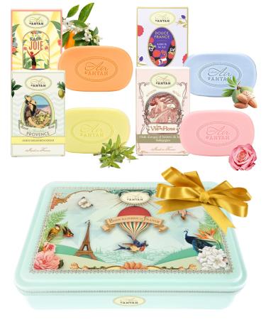 Un Air d'Antan Small Gift For Her - Bar Soap Gift Set for Women - 4 piece Set of Fancy Soaps - Body Wash Bar Organic Shea Butter  Sweet Almond Oil  Argan Oil