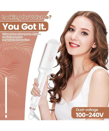 4 in 1 Hair Crimper Straightener & Curling Iron - Ceramic Plates Fast Heating Tool (White) | International Shipping - Buy Online on SooperMarket.com