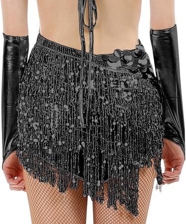 iMucci Black Latin Dance Dress with Paillette Tassel - Women's Samba Costumes Ballroom Dresses - Buy Online on SooperMarket.com