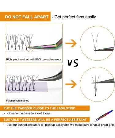 B&Q LASH 3D-C 0.07 15mm Short Stem Pre Made Fan Eyelash Extensions - Russian Volume Lashes 3D 5D 7D - Premade Fans Eyelash Extension - Buy Online on SooperMarket.com