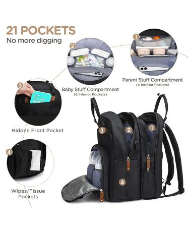 Large Diaper Bag Backpack - Black - Buy Online on SooperMarket.com