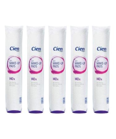 Cien Soft Make-up Removal Pads 140 | Pack of 5 | 700 Non-Fleecing Cotton & Polyester Pads