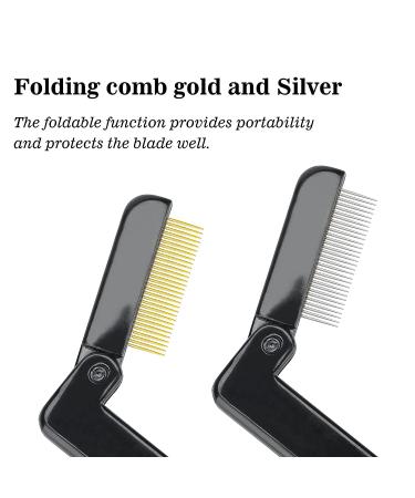 Folding Metal Teeth Eyelash & Eyebrow Comb Set - Professional Tool for Defined Lashes & Brows (Black) - 2PCS - Buy Online on SooperMarket.com