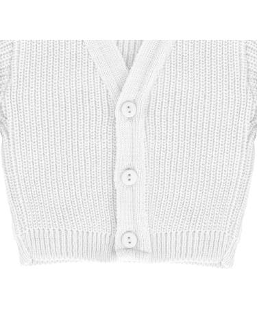 Premature Baby Knitted Cardigan - Ribbed Knit Winter Cardigan for Newborn Boys & Girls - Made in Portugal - White 0 Months - Buy Online on SooperMarket.com