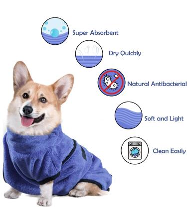 Happy Hachi Microfiber Dog Bathrobe - Super Absorbent & Fast Drying Towel for Small Medium & Large Dogs & Cats - Washable Beach Towel (Blue L) - Buy Online on SooperMarket.com