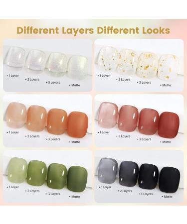 YTD LIKOMEY UV Nail Polish Shellac Set - 6 Translucent Colors Base & Top Coat 8 PCs 7.5ml Gel Kit for Professional Manicures - Buy Online on SooperMarket.com